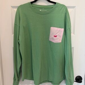 Southern Marsh Mint Long Sleeve with Striped Pink Pocket